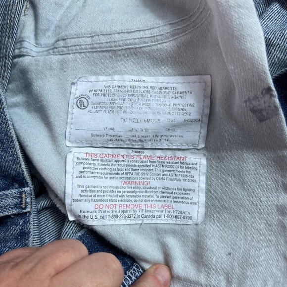 Bulwark FR Flame Resistant Denim Work Jeans 44x30 Relaxed Fit Mens Safety Blue - Picture 5 of 12